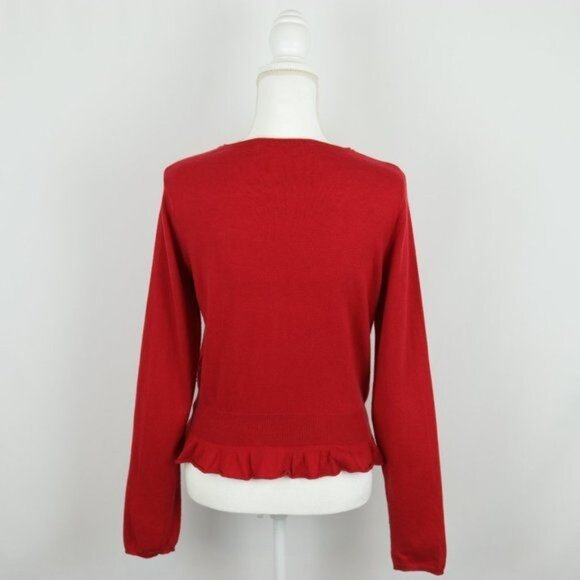 Sparrow by Anthropologie Women's Large Red Cashmere Blend Button Up Cardigan - Picture 3 of 6